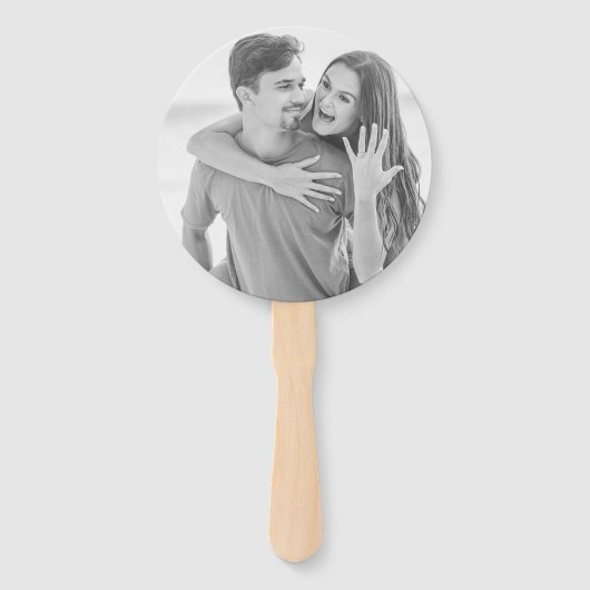 Modern Elegant Persoonlijk Monogram Foto Weddensch Handwaaier (Achterkant)