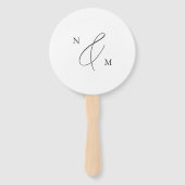 Modern Elegant Persoonlijk Monogram Foto Weddensch Handwaaier (Voorkant)
