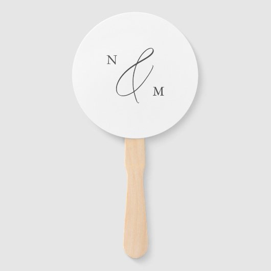 Modern Elegant Persoonlijk Monogram Foto Weddensch Handwaaier (Voorkant)