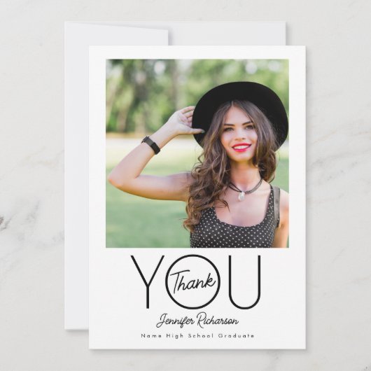 Modern Elegant Photo Afstuderen Bedankkaart (Voorkant)