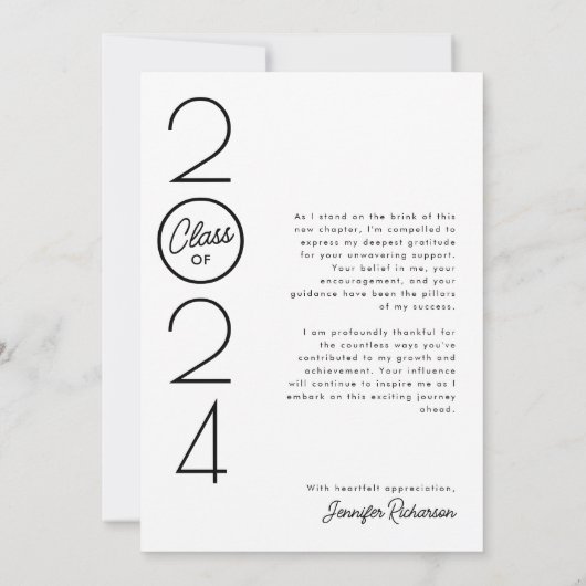 Modern Elegant Photo Afstuderen Bedankkaart (Achterkant)