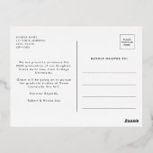 Modern Elegant Photo Afstuderen Folie Uitnodiging Briefkaart (Achterkant)