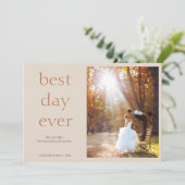 Modern Elegant Photo Best Day Ever Wedding Bedankkaart (Staand voorkant)