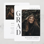 Modern Elegant Photo Black and White Graduation Bedankkaart (Voorkant / Achterkant)