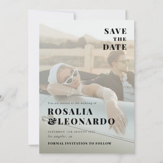 Modern Elegant Photo bruiloft bespaar de datum Kaart (Voorkant)