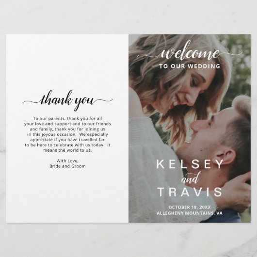Modern Elegant Photo Budget Folded Wedding Program (Voorkant)