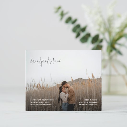 Modern Elegant Photo Budget Wedding Invitation (Staand voorkant)