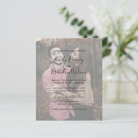 Modern Elegant Photo Budget Wedding Uitnodiging (Staand voorkant)