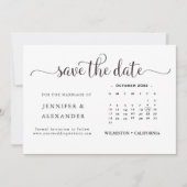 Modern Elegant Photo Calendar White Wedding Save The Date (Voorkant)