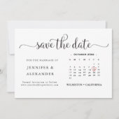 Modern Elegant Photo Calendar White Wedding Save The Date (Voorkant)