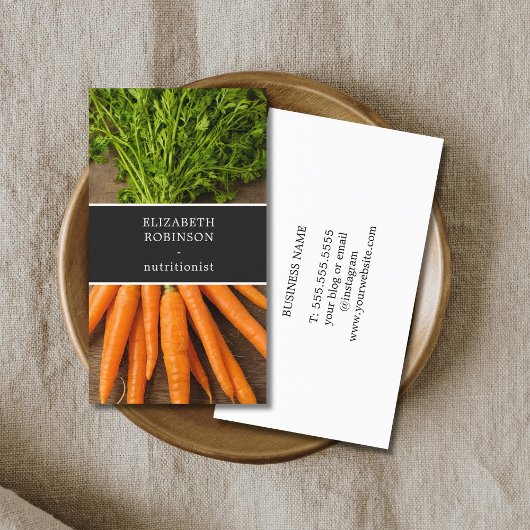 Modern Elegant Photo Carrots Nutritionist Visitekaartje