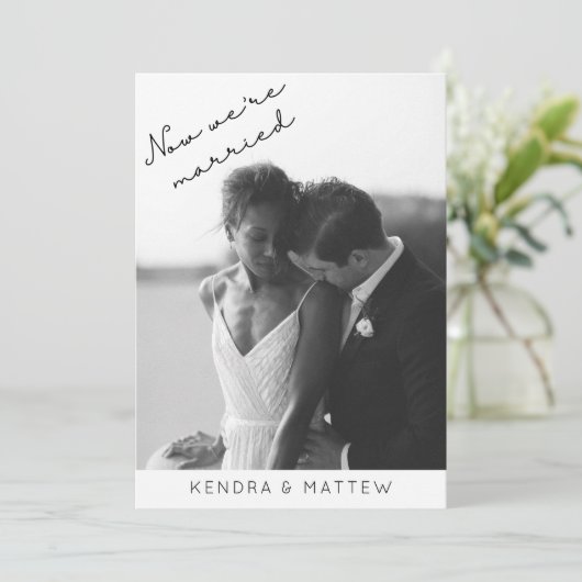 Modern Elegant Photo Elopement Party Invitation Kaart (Staand voorkant)