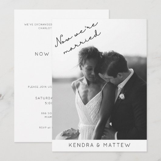 Modern Elegant Photo Elopement Party Invitation Kaart (Voorkant / Achterkant)