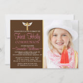 Modern Elegant Photo First Communication Kaart (Voorkant)