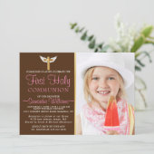 Modern Elegant Photo First Communication Kaart (Staand voorkant)