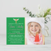 Modern Elegant Photo First Communication Kaart (Staand voorkant)
