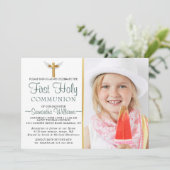 Modern Elegant Photo First Communication Kaart (Staand voorkant)