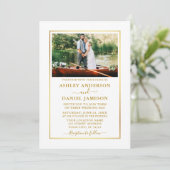 Modern Elegant Photo Gold Wedding Kaart (Staand voorkant)