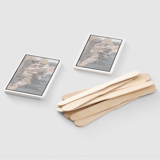 Modern Elegant Photo Overlay Wedding Programme Handwaaier (Niet-gemonteerd)