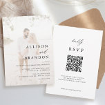 Modern Elegant Photo QR Wedding Invitation Kaart<br><div class="desc">Modern Elegant Photo QR dubbelzijdig bruiloft</div>