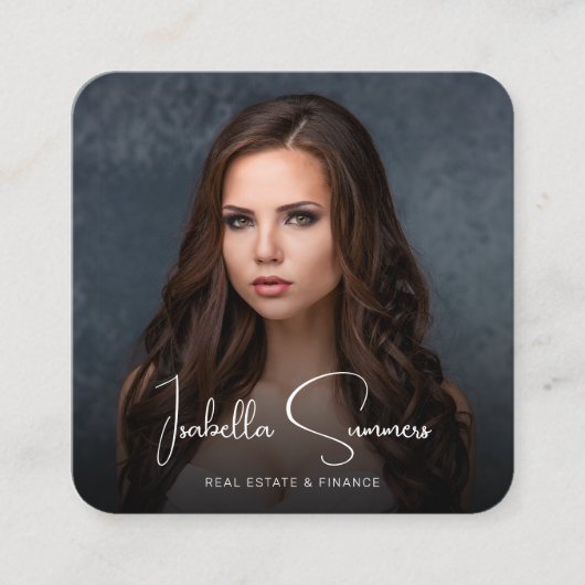 Modern Elegant Photo Realtor Finance Professional Vierkante Visitekaartje (Voorkant)