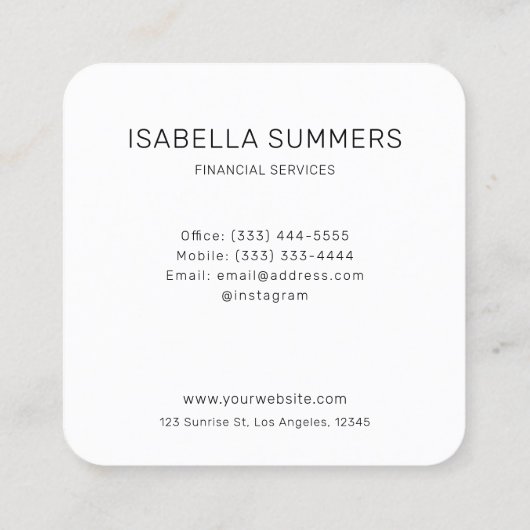 Modern Elegant Photo Realtor Finance Professional Vierkante Visitekaartje (Achterkant)