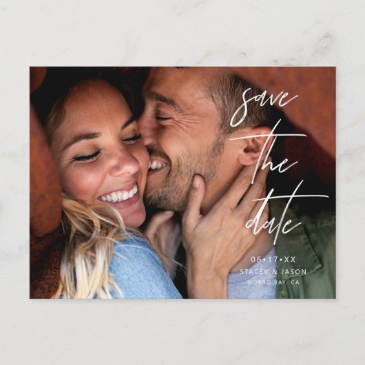 Modern Elegant Photo Save the Date Wedding Aankondigingskaart (Voorkant)