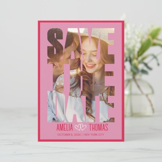 Modern Elegant Photo Save the Date Wedding Kaart (Staand voorkant)