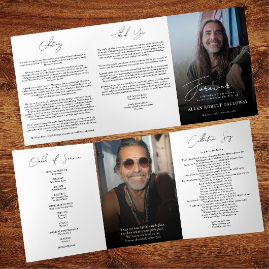 Modern Elegant Photo Trifold Funeral Program Drieluik Programma