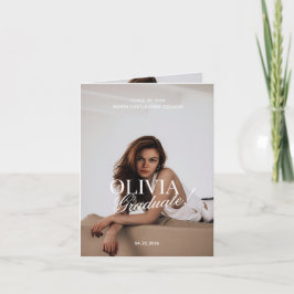 Modern Elegant Photo Typography Script Grad Folded Aankondiging