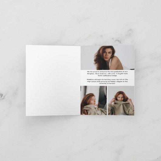 Modern Elegant Photo Typography Script Grad Folded Aankondiging (Binnen)