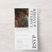 Modern Elegant Photo Wedding All In One Uitnodiging (Binnen)