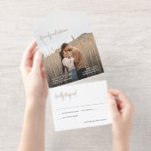 Modern Elegant Photo Wedding All In One Uitnodiging (Uittrekbaar)