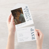 Modern Elegant Photo Wedding All In One Uitnodiging (Afscheurbaar)