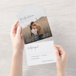 Modern Elegant Photo Wedding All In One Uitnodiging