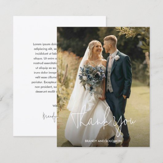 Modern Elegant Photo Wedding Bedankkaart (Voorkant / Achterkant)