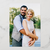 Modern Elegant Photo Wedding Blue Gold Folie Uitnodiging (Achterkant)