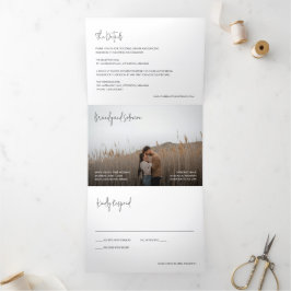 Modern Elegant Photo Wedding Drieluik Uitnodiging
