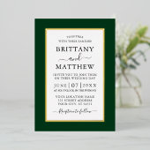 Modern Elegant Photo Wedding Green Gold Folie Uitnodiging (Staand Voorkant)