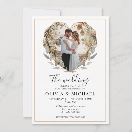 Modern Elegant Photo Wedding Invitation Kaart (Voorkant)