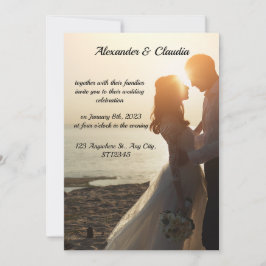 Modern Elegant Photo Wedding Invitation Kaart