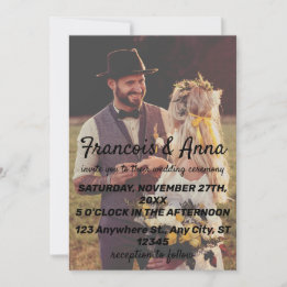 Modern Elegant Photo Wedding Invitation Kaart