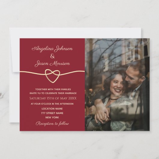 Modern Elegant Photo Wedding Kaart (Voorkant)