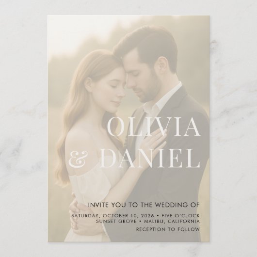 Modern Elegant Photo Wedding Kaart (Voorkant)