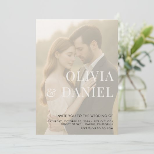 Modern Elegant Photo Wedding Kaart (Staand voorkant)