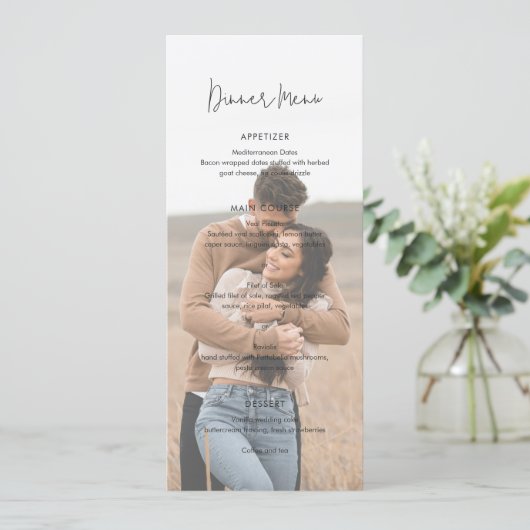 Modern Elegant Photo Wedding Menu (Staand voorkant)