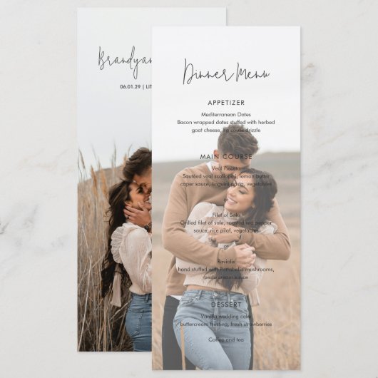 Modern Elegant Photo Wedding Menu (Voorkant / Achterkant)
