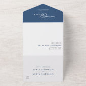 Modern Elegant Photo Wedding Navy Blue Script All In One Uitnodiging (Buitenkant)