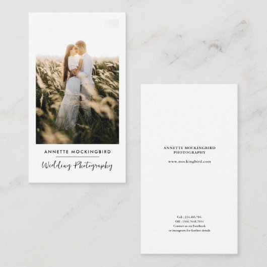 Modern Elegant  Photo Wedding Photography Script Visitekaartje (Voorkant / Achterkant)