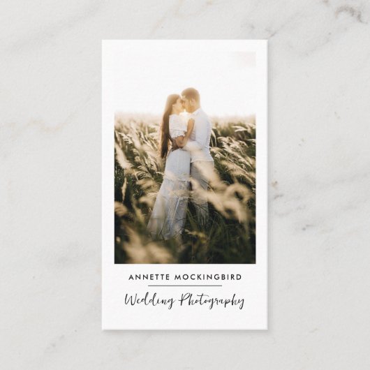 Modern Elegant  Photo Wedding Photography Script Visitekaartje (Voorkant)